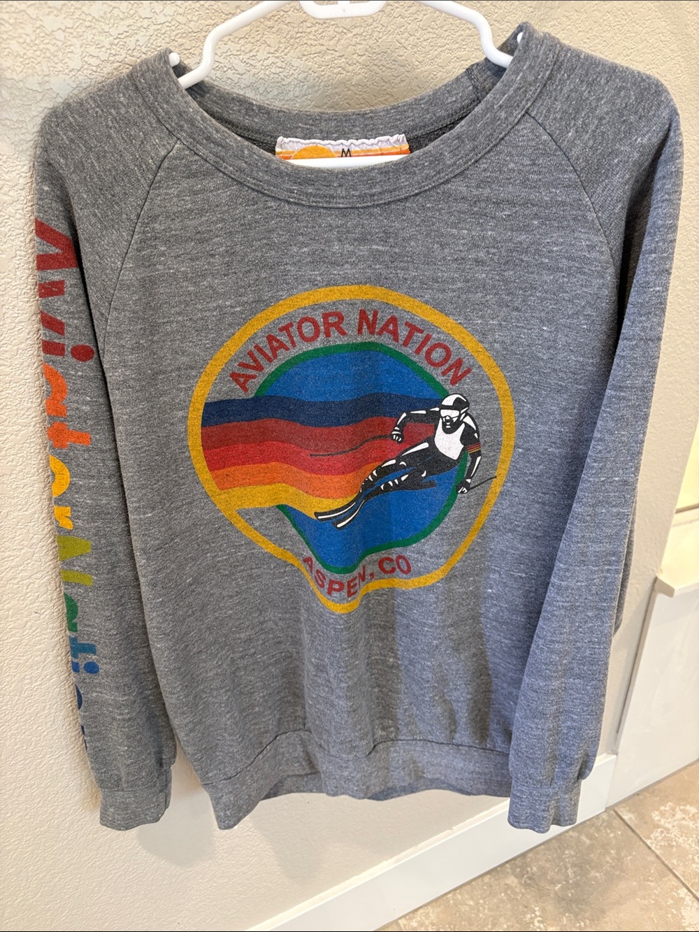 Aviator Nation Women’s Gray Pullover Sweatshirt - Ski Graphic